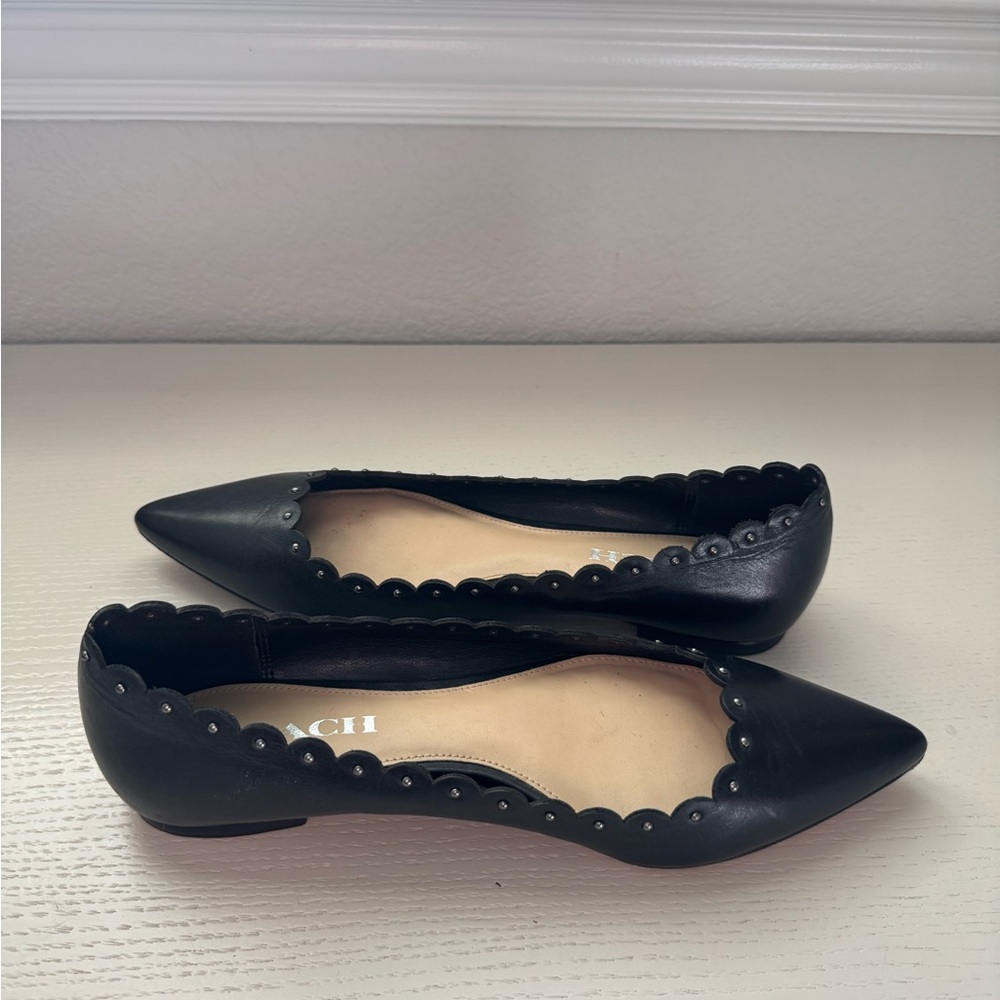 Coach Black Scalloped pointy flat - Picture 2 of 4